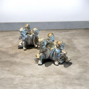 Vintage Angel Cherub 90s Ceramic Art Candle Holders Figures Gold